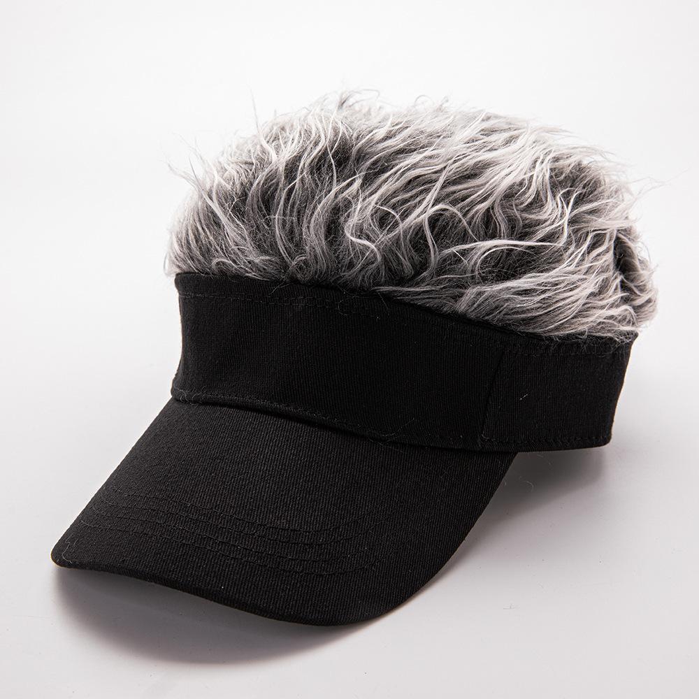 Men'S Funky Faux Fur Knit Beanie Hat - Hip-Hop Style, Straight Hair, No Brim, Perfect for Parties & Cosplay, Black & White Design, Party Accessory |   Funky Beanie |   Faux Fur Hat, Knit Beanie Hat