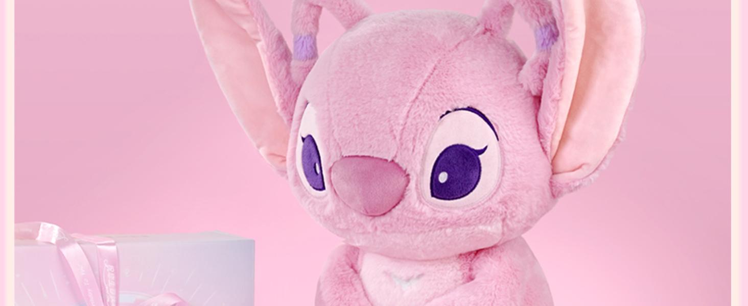 Disney Stitch Series-Big Sitting Doll-Angel No. 18 Soft Pink Plush Toy for Kids Collectors and Home Decor