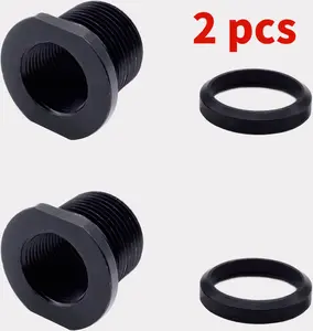 2 Pack 1/2x28 to 5/8x24 Thread Protector Adapter with Crush Washer, CNC Machined , Black Oxide Finish
