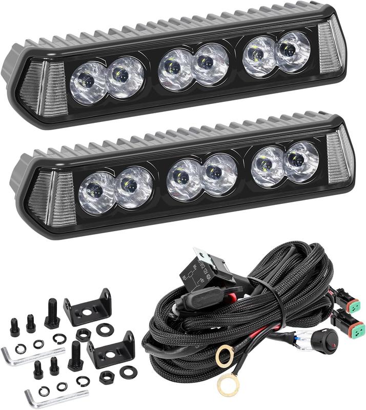 YCHOW-TECH 2 x 7-Inch Aluminum Side Shooter LED Light Bars - Dual-Beam Flood/Spot Combo, 1 x DT Wiring Harness Kit, Off-Road Trail Safety Driving Accessories for Cars, Trucks