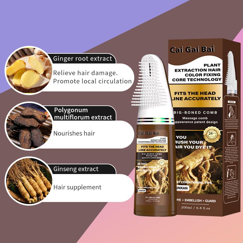 Brown and Black Hair Dye Home Use （Two-bottle set ） Integrated Comb Cream Plant Essence No Damage Long-lasting Color Fixing Plant-Based Ingredients