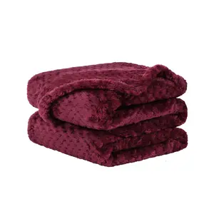 Unique Bargains Flannel Fleece Bed Blankets, Soft Warm Microfiber Blanket, Mesh Fuzzy Plush 330GSM Lightweight Decorative Solid Blankets for Bed Pet (30"x40") Burgundy