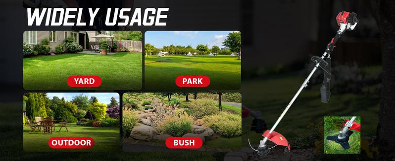 Powersmart 25.4cc Gas String Trimmer & Edger w/ 16",Red and Black, Portable, Vibration Dampening, Lightweight, Easy Assembly, Optimized Efficiency, Easy Maneuverability, Ergonomic Handle,Great for Lawn Business(PS4531 PS4532)