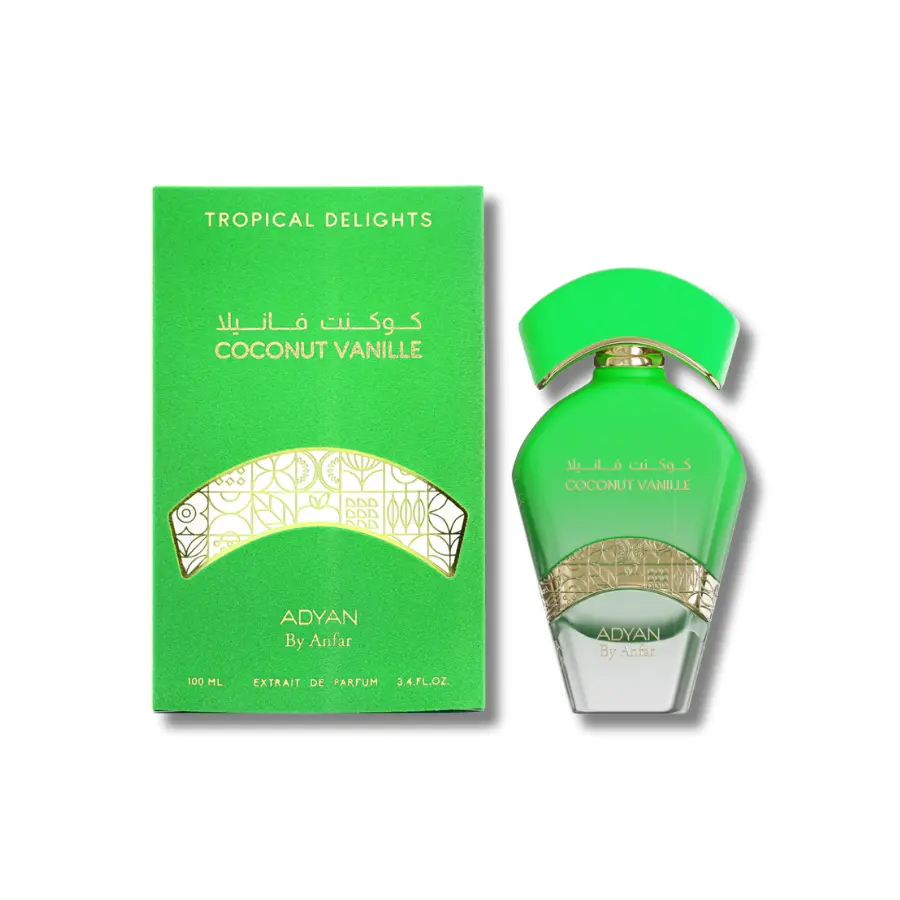 Adyan By Anfar Tropical Delight Coconut Vanilla Extrait De Parfum - Women's Sweet Creamy Aromatic Scent Vanilla Perfume, 3.4 fl oz Single Bottle High-Quality Concentrated Fragrance, Aromatic Scent Women's Fragrance