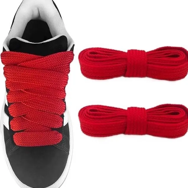 Thick 3/4" Width Flat Athletic Sneaker 54 Inch Shoelaces Footwear Casual Red