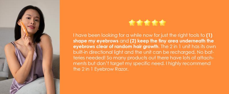 Vogcrest Eyebrow & Facial trimmer，Hair Remover Women's Portable 2-in-1 Electric Shaver with Type-C Charging LED Light Comfortable Grooming