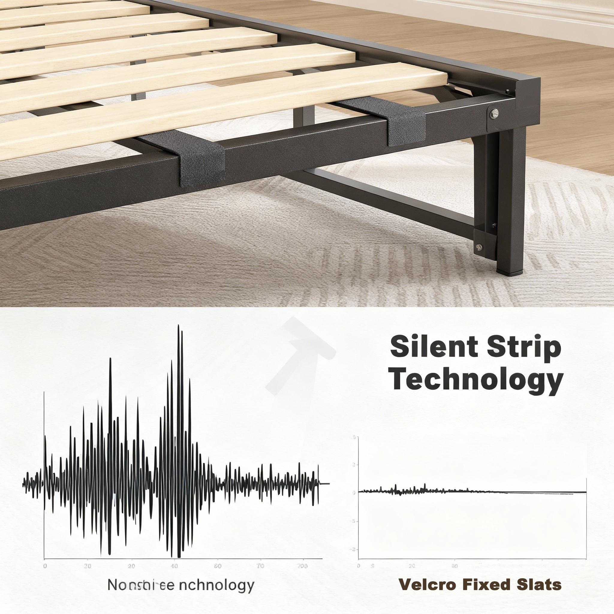 【Jumpstar On Sale】Raybee Modern & Quiet Luxury Upholstered Bed Frame with Adjustable Headboard【Frame ONLY,No Box Spring Needed】Center Support & Noise-Free Wooden Slats,Built-in Charging Station,Heavy Duty&Easy Assembly,The perfect first bed for teenagers