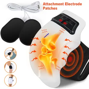 Knee Massager,Cordless Knee Massager with Heat,Relax Knee Massage Helps Joint Stiff and Discomfort,3 Levels Heat & Vibration,10 Min Auto Off,LED Touch,Long Knee Straps