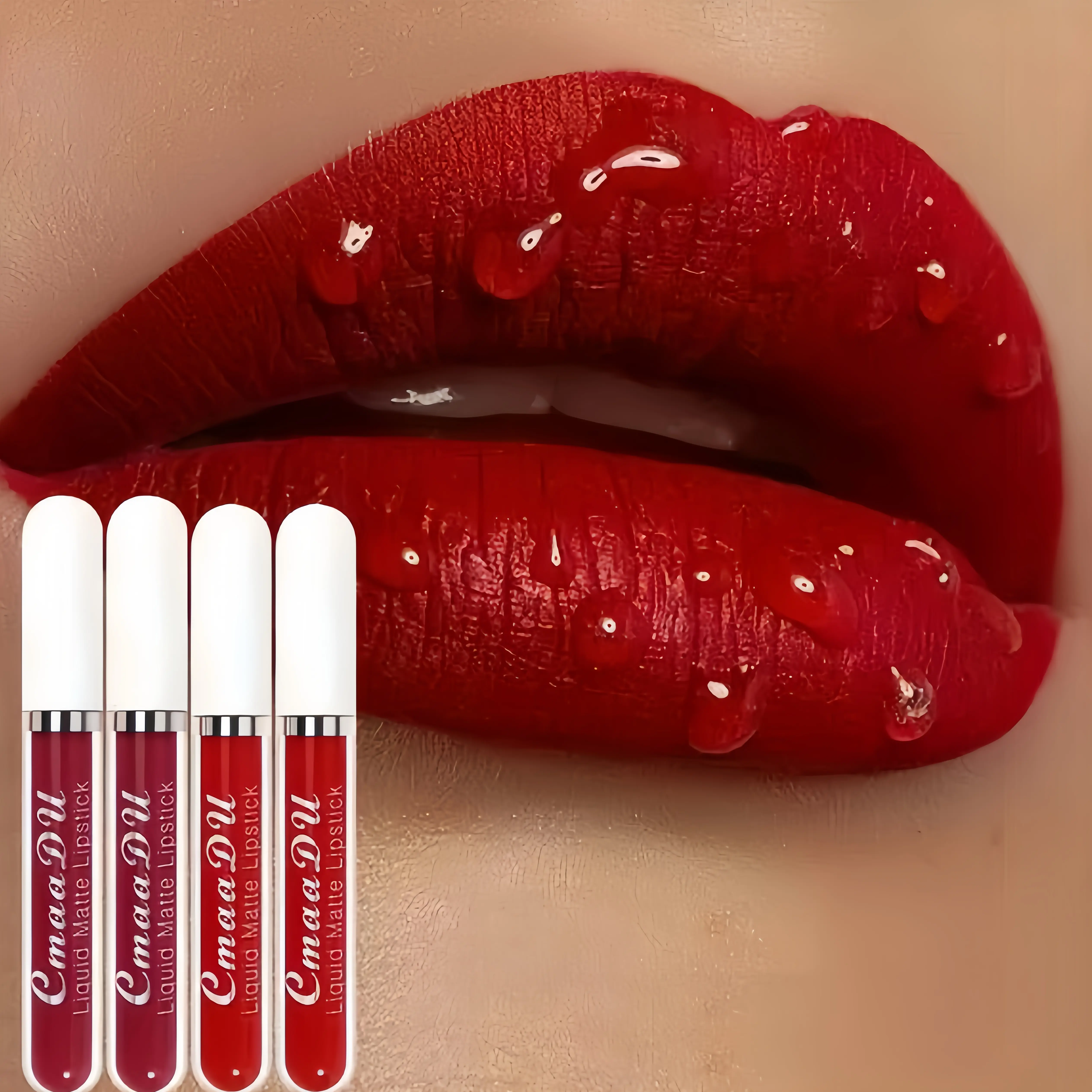 Cmaadu 10-Pcs Liquid Matte Lipstick Set, Waterproof, Non-Sticky, Hydrating, Quick-Dry, Long-Lasting, Multi-Shade Makeup, Lip Care, Cam-10p, Suitable for All Skin Types, Quick Out