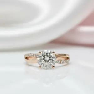 18K Rose Gold Round Cut 1.0 Ct Diamond Option Solitaire Engagement Ring