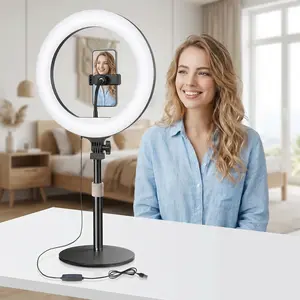 12" Professional Desk Ring Light With Adjustable Stand & Phone Holder - Perfect Lighting For Zoom Meetings/YouTube/TikTok Live Streaming/March Madness/Spring Break - Studio Quality Lighting / International Women's Day