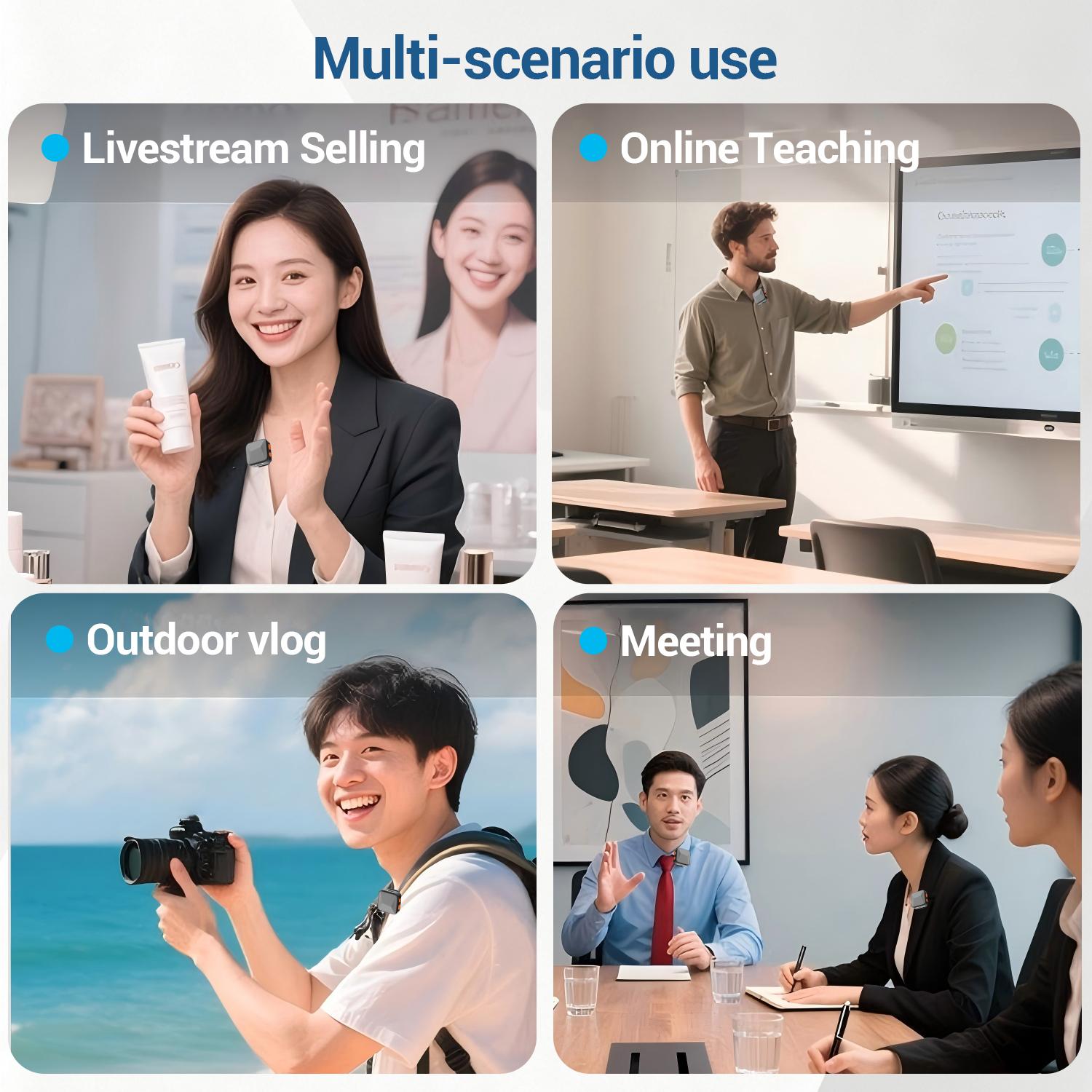 HITOZON Wireless Lavalier Microphone for iPhone Android With Charging Case Intelligent Noise Cancelling Plug Play Lapel Mic for Tiktok Youtube Video Recording Vlog Live Streaming