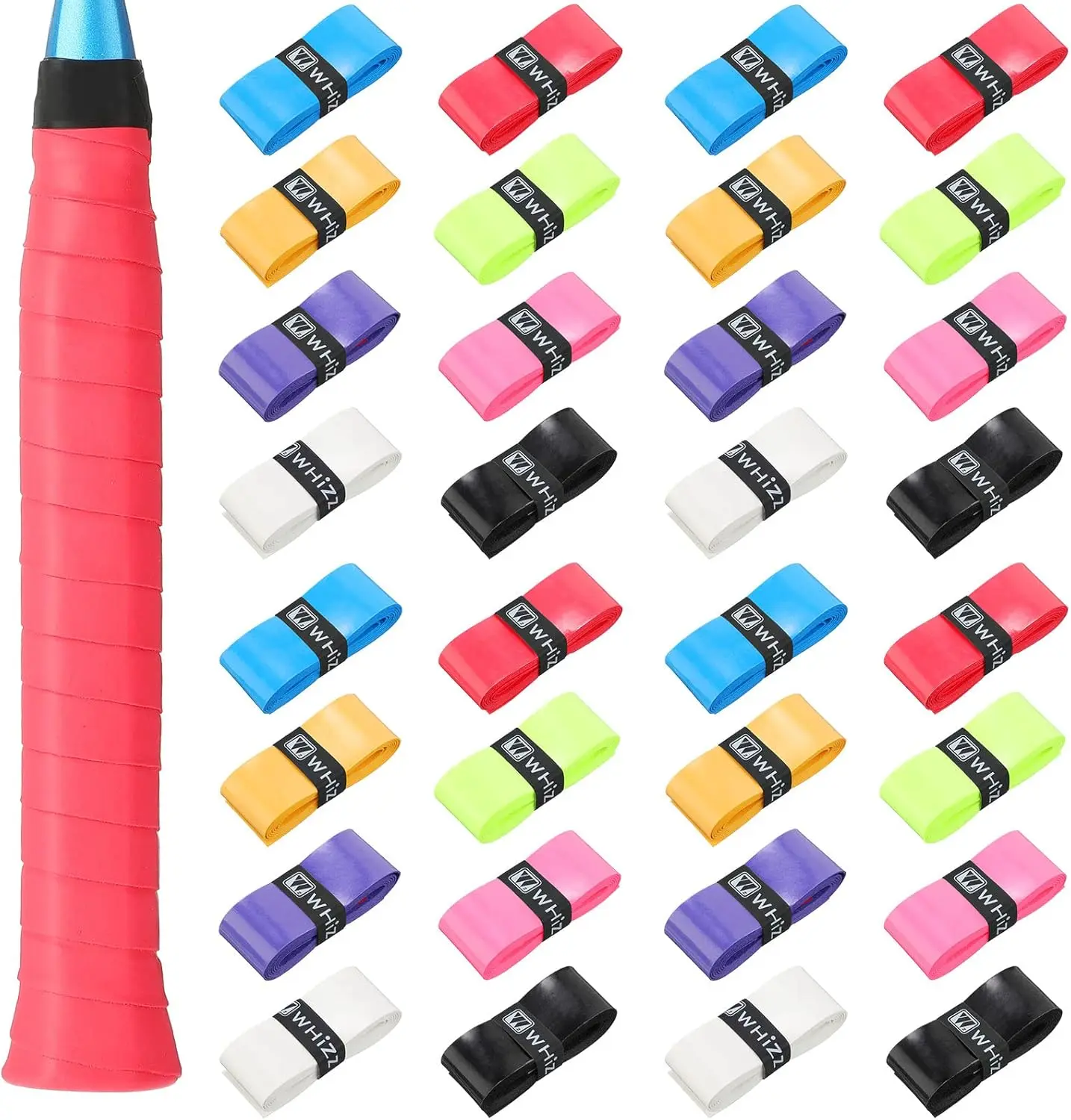 24Pcs Tennis Racket Grip Tape, Precut Tennis Overgrips Tape Badminton Racket Grips with Velvety Comfort for Anti Slip and Absorbent Grip