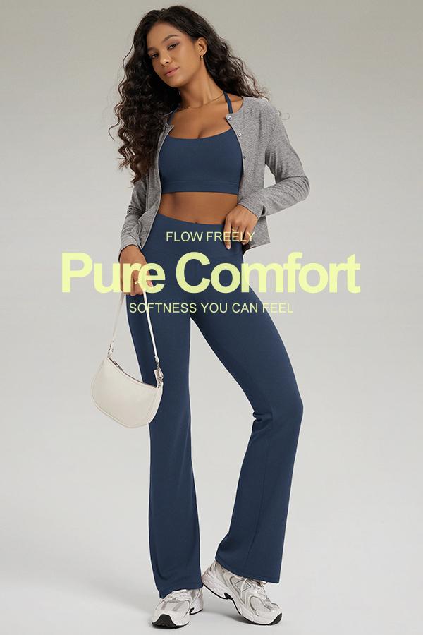 ODODOS Women's Powerful Tummy Control Flared Yoga Pants 2.0 High Waist Workout Bootcut Leggings with Inner Pocket- 29" / 31"