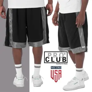 PRO CLUB Heavyweight Mesh Basketball Shorts Premium 100% Polyester Breathable Athletic Bottoms with Front Pockets & Zipper Rear Pocket for Gym & Basketball Workouts