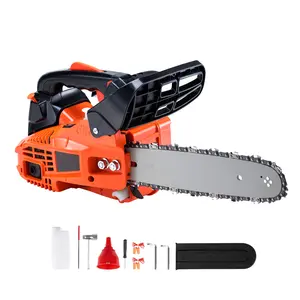 25.4CC 12-Inch Gas Chainsaw, 1.2HP Gasoline Powered & Handheld - For Tree Trimming, Wood Branch Cutting in Garden, Ranch, and Forest Use