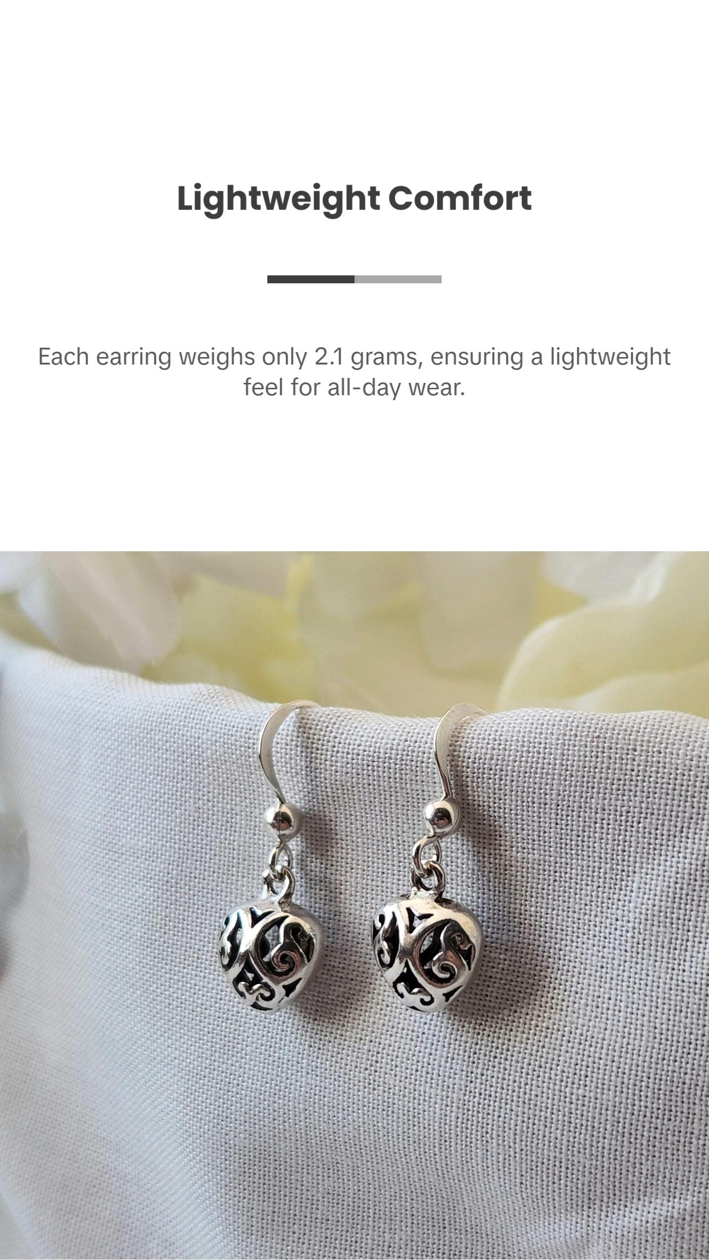 Whimsy Gothic Sterling Silver Filigree Heart Earrings | Cottagecore Jewelry Victorian Dangles