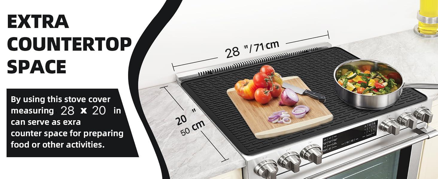 Stove Top Covers for Electric Stove, Silicone Stove Cover Mat - 28"x 20" Ceramic Stove Guard Stove top Protector, Heat Resistant Cook top Cover-Mother's Day gift for mom.