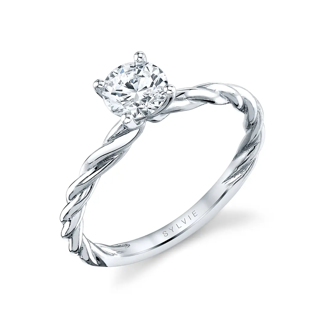 Sylvie Round Cut Spiral Engagement Ring