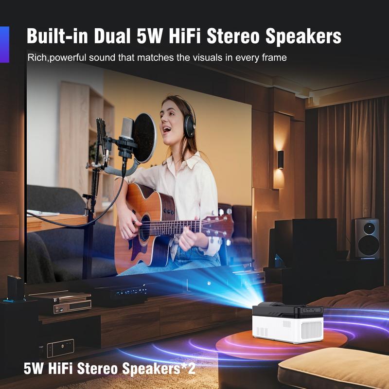 [US warehouse] Magcubic HY450 900ANSI Projector Ultra Short Throw 8K Decode Native 1080P Auto Offset Electronic Focus Dual WiFi6 BT5.4 Allwinner H716 Built-in Dual 5W HiFi Speakers 32G High Performance Home Cinema