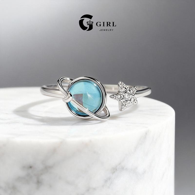 GGIRL To My Daughter - Fidget Ring Anxiety Meditation Ring for Women Star And Moon Rotatable Ring Holiday Haul Gift For The Daughter Witchy Jewelry Fashion Jewelry Gift for Holiday Haul Christmas Birthdays Anniversaries