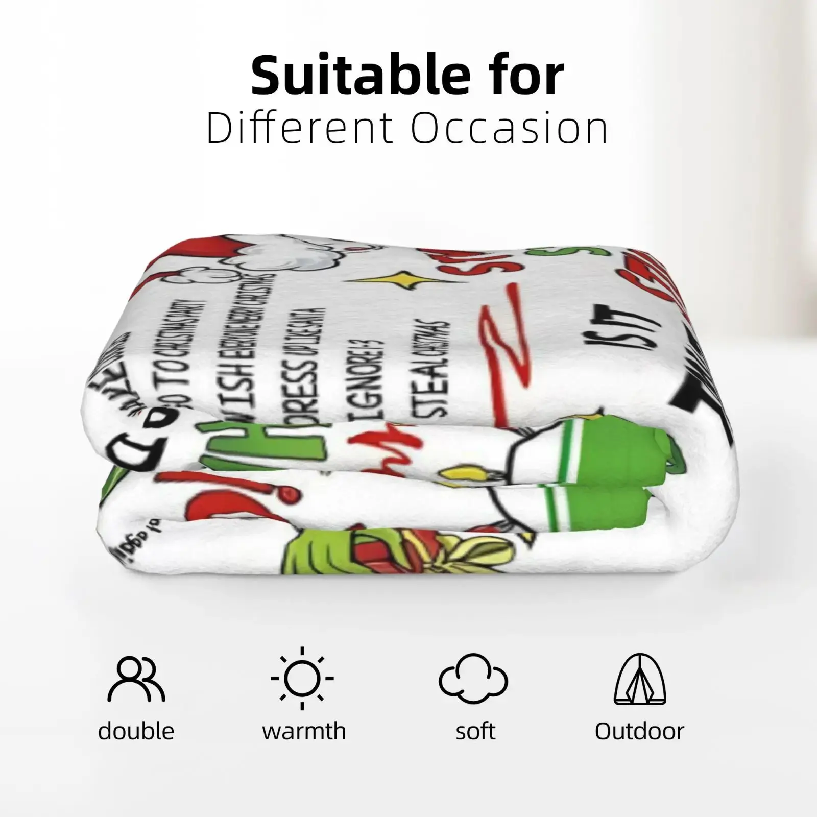 Funny Merry Christmas Xmas Tree Printed Flannel Throw Blanket, Soft Warm Winter Holiday Blanket, Multi-use Decor Blanket for Bedding Sofa Home, Lovely Holiday Birthday Gift Idea for Kids, Men and Women