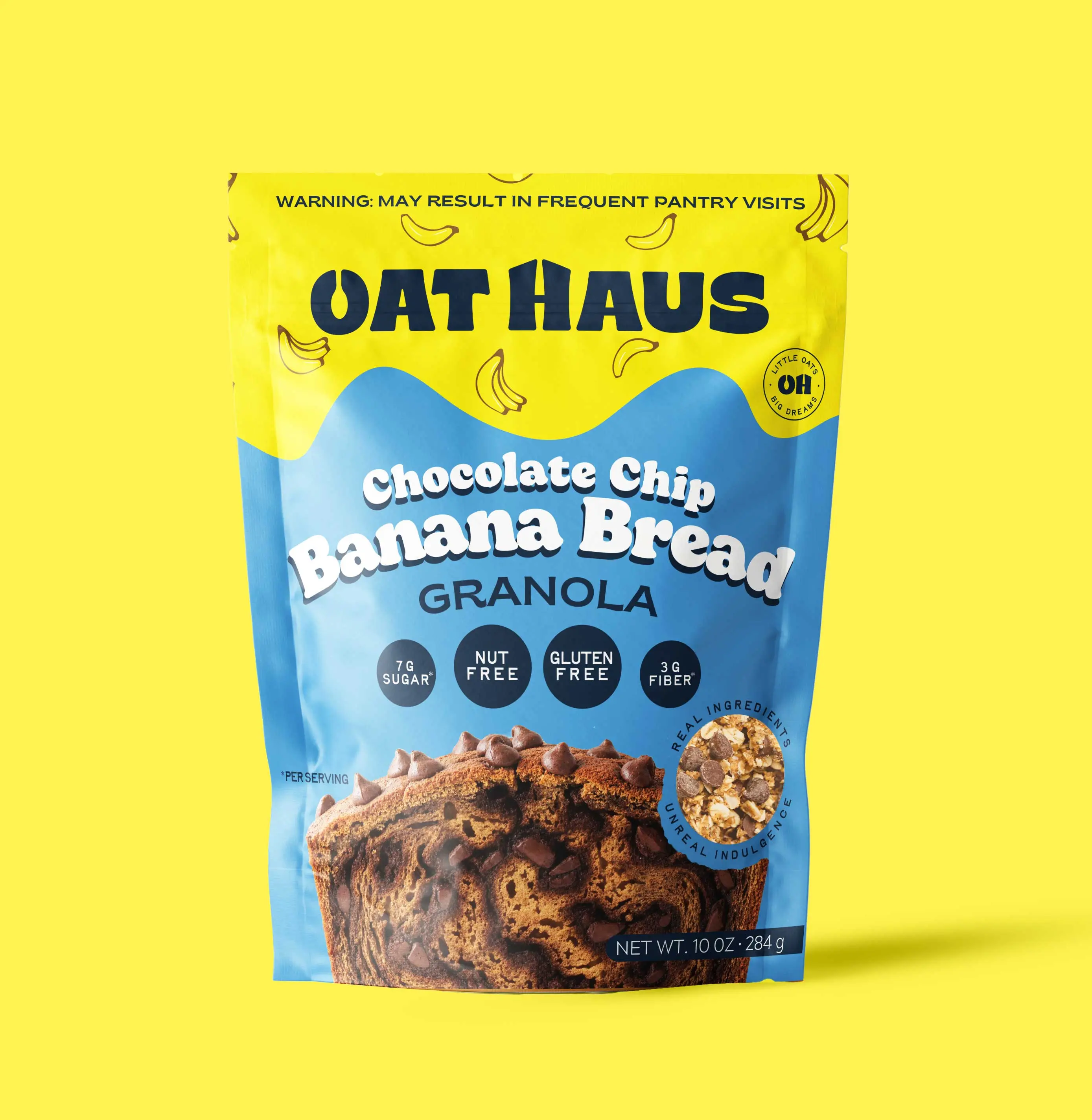 Oat Haus Chocolate Chip Banana Bread Granola, Gluten-Free Oatmeal Cereal with Low-Sugar Option for Breakfast Pantry Snacks