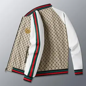 2025 New Spring and Autumn Men's Jacket Trendy Fashion Printed Jacket Casual Baseball Suit Menswear Coats Men's Stand Collar Zip-Up Jacket Tops Long SleeveGift