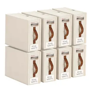 【OKMARTS】4/8Pack Foldable bed sheet Organizers , Storage bins with transparent window and thick portable handles, storage box for storing clothes and bedding, dust-proof storage container must have