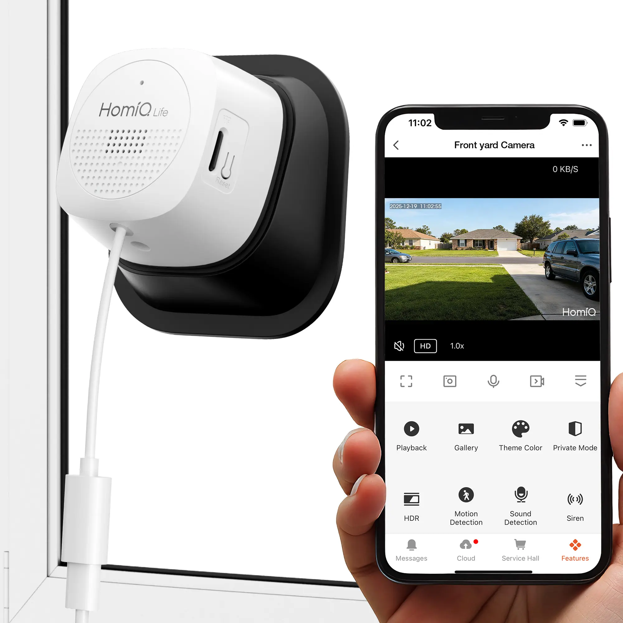 HomiQ Life Window Security Camera 3MP 2K, Indoor WiFi Cameras 2.4GHz/5GHz with Adjustable Angle Tilt , Motion & Person Detection with Auto-Focus , Easy Installation, 24/7 Recording Works with Alexa & Google Home