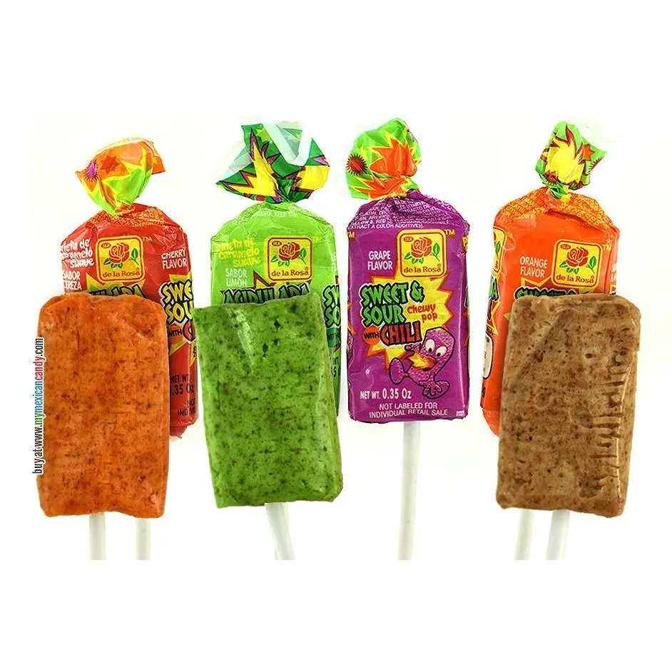 De La Rosa Paleta Acidulada Soft Strawberry Colorful Candies, 50-Piece Candy Pack, Delicious Snacks