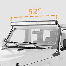 Nilight Windshield Frame Mounting Bracket for 52Inch LED Light Bar for 2018 2019 2020 2021 2022 2023 Wrangler JL/JLU Unlimited,,Black