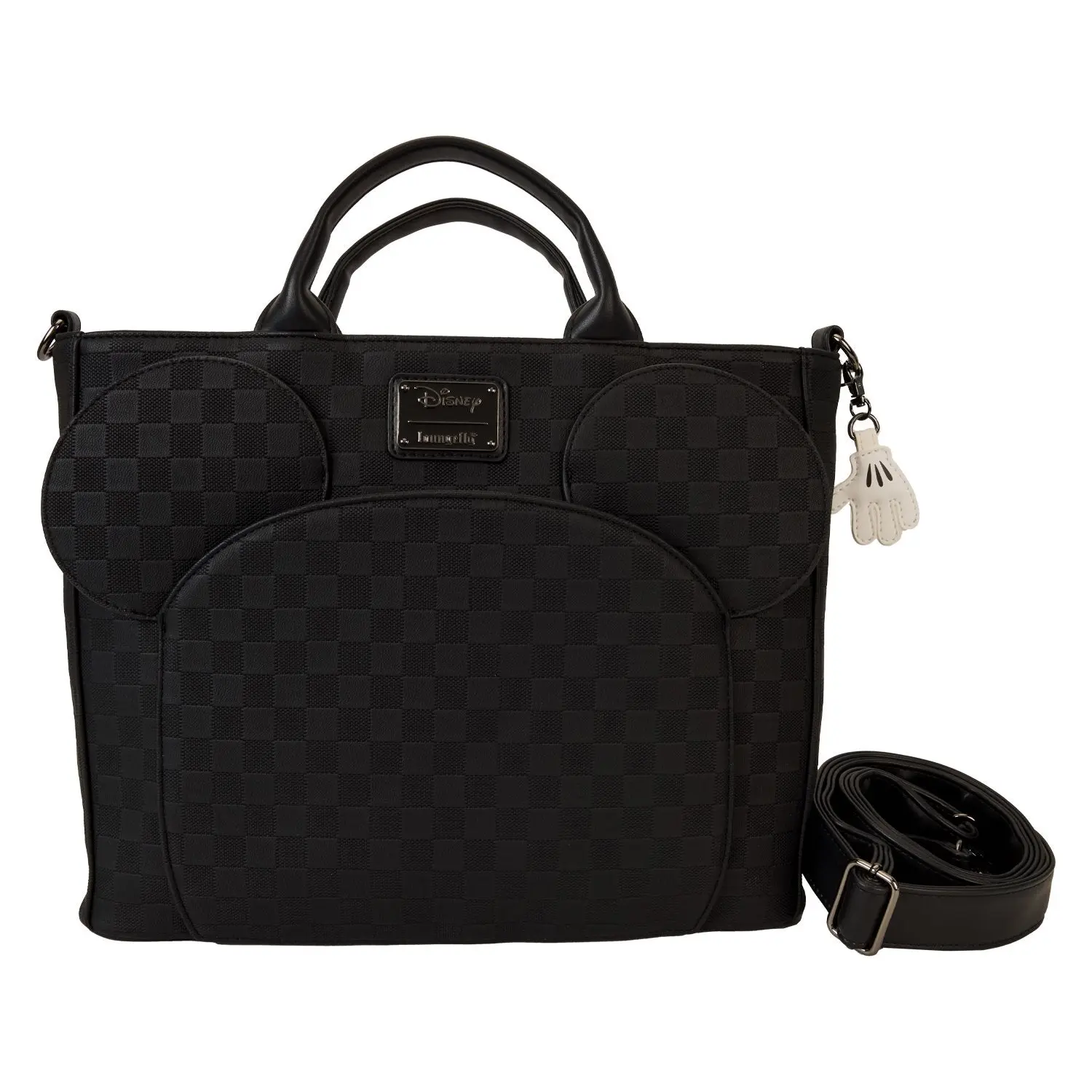 Loungefly Disney Mickey Mouse Checkered Texture Convertible Backpack & Tote Bag, Casual Daypack Backpacks, Pu Leather