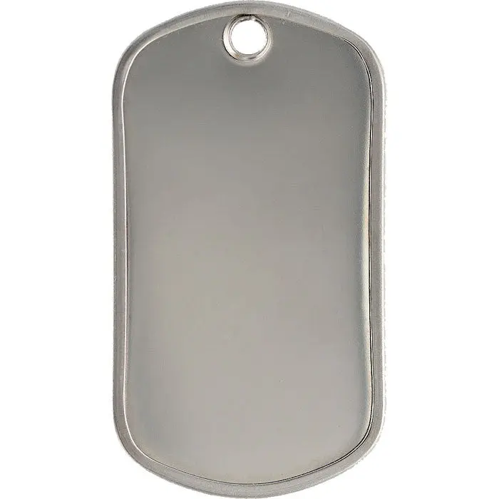 Silver - Military GI Style Stainless Steel Dog Tag with Matte Finish