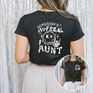 Cool Family Gift Shirt – Somebody’s Feral Aunt Graphic Tee Vintage Style