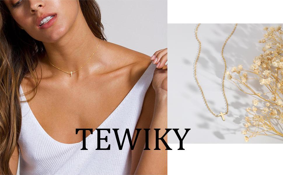 Tewiky Dainty Cross Necklace For Women Simple Cross Choker Necklaces Small Cross Pendant Tiny Cute Necklaces For Teen Girls Handmade Aesthetic For Women Jewellery For Easter