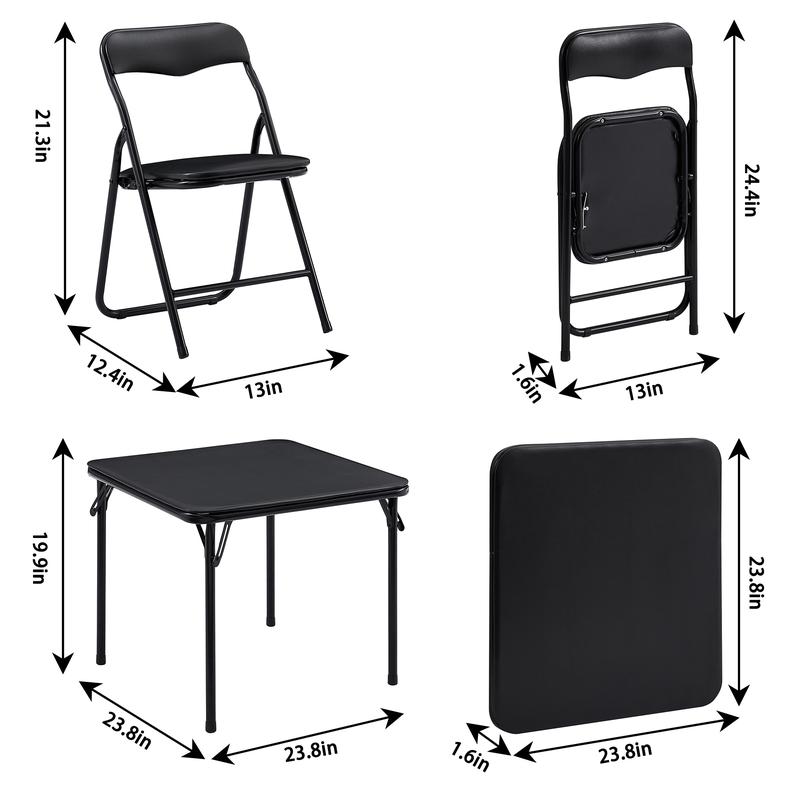 VECELO Kids 5-Piece Folding Square Table and Chair Set for Daycare and Classroom, Kids Activity Table and Chair Set, Multicolor VECELO Kids 5-Piece Folding Square Table and Chair Set for Daycare and Classroom, Kids Activity Table and Chair Set, Multicolor