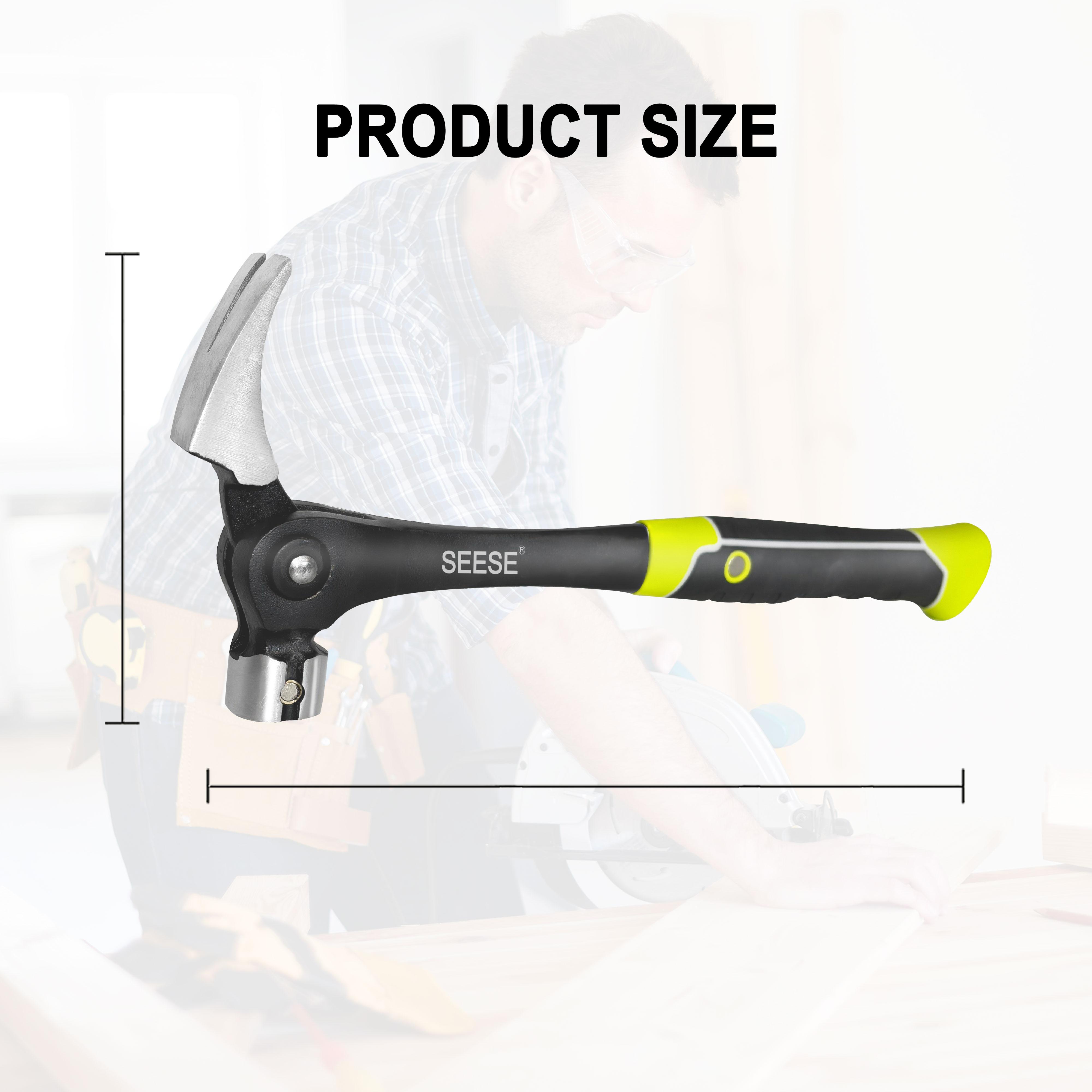 SEESE Steel 16 oz. Indexing Claw Hammer with Comfortable Cushion Grip Handle Holiday gifts