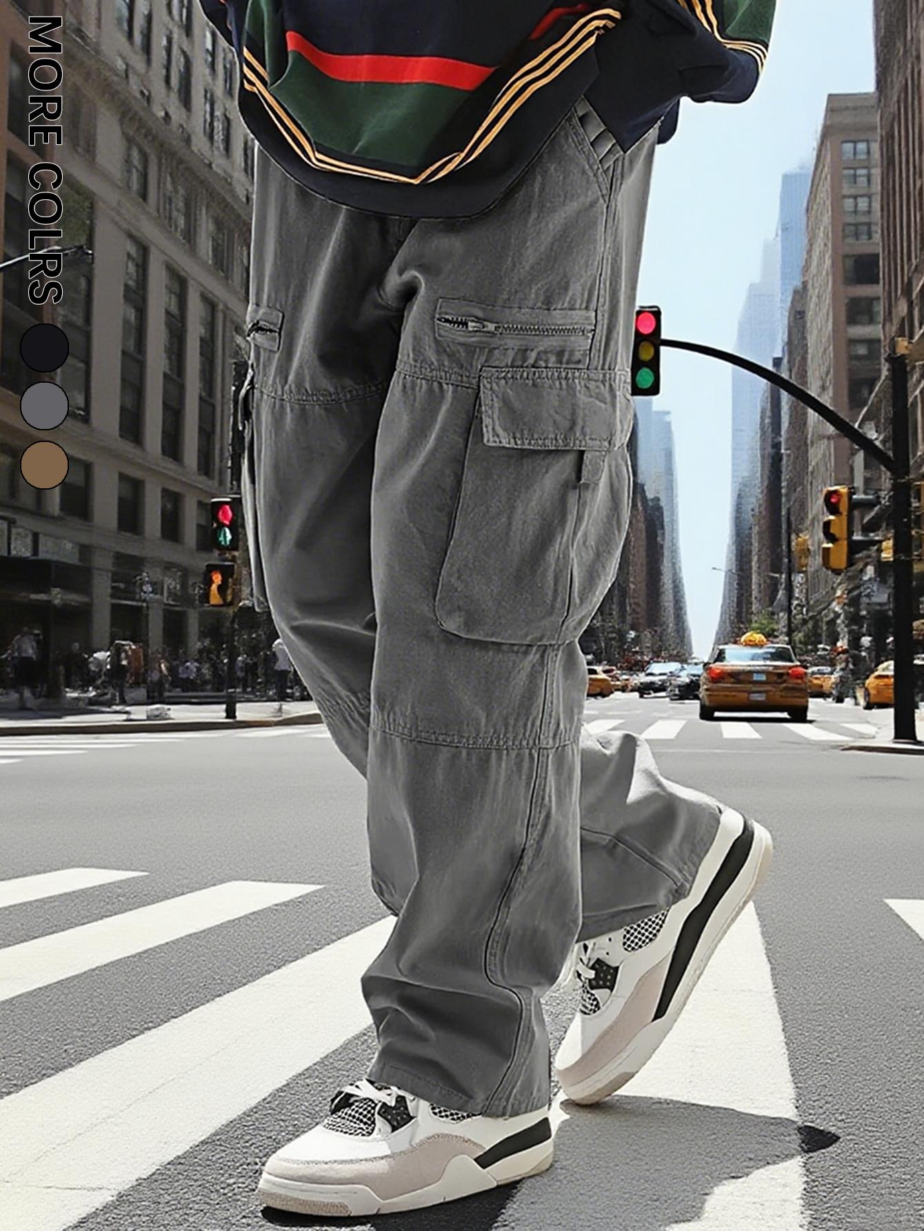 Men's Flap Pocket Cargo Loose fit Pants, Street Fashion Trousers for Daily Wear Men's Bottoms for All Seasons, Casual StreetStyle Clothing, Menswear, Clothe, Casual Streetwear Trousers, Casual Comfy Trousers
