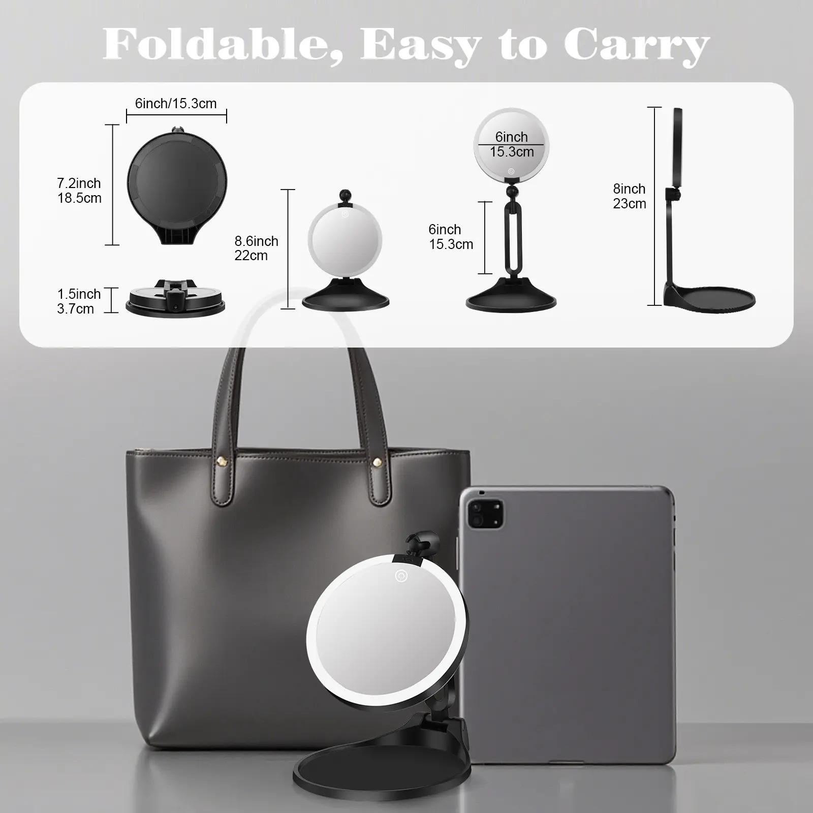 6-inch Cosmetic Magnifying Mirror with Base And Stand,1X/30X Double-sided LED Lighted Portable Mirror; FoldableAnd Adjustable Travel Mirror; for Business, Travel And Dates;Rechargeable Large-capacity Mirror; for Daily Makeup, SkinCare