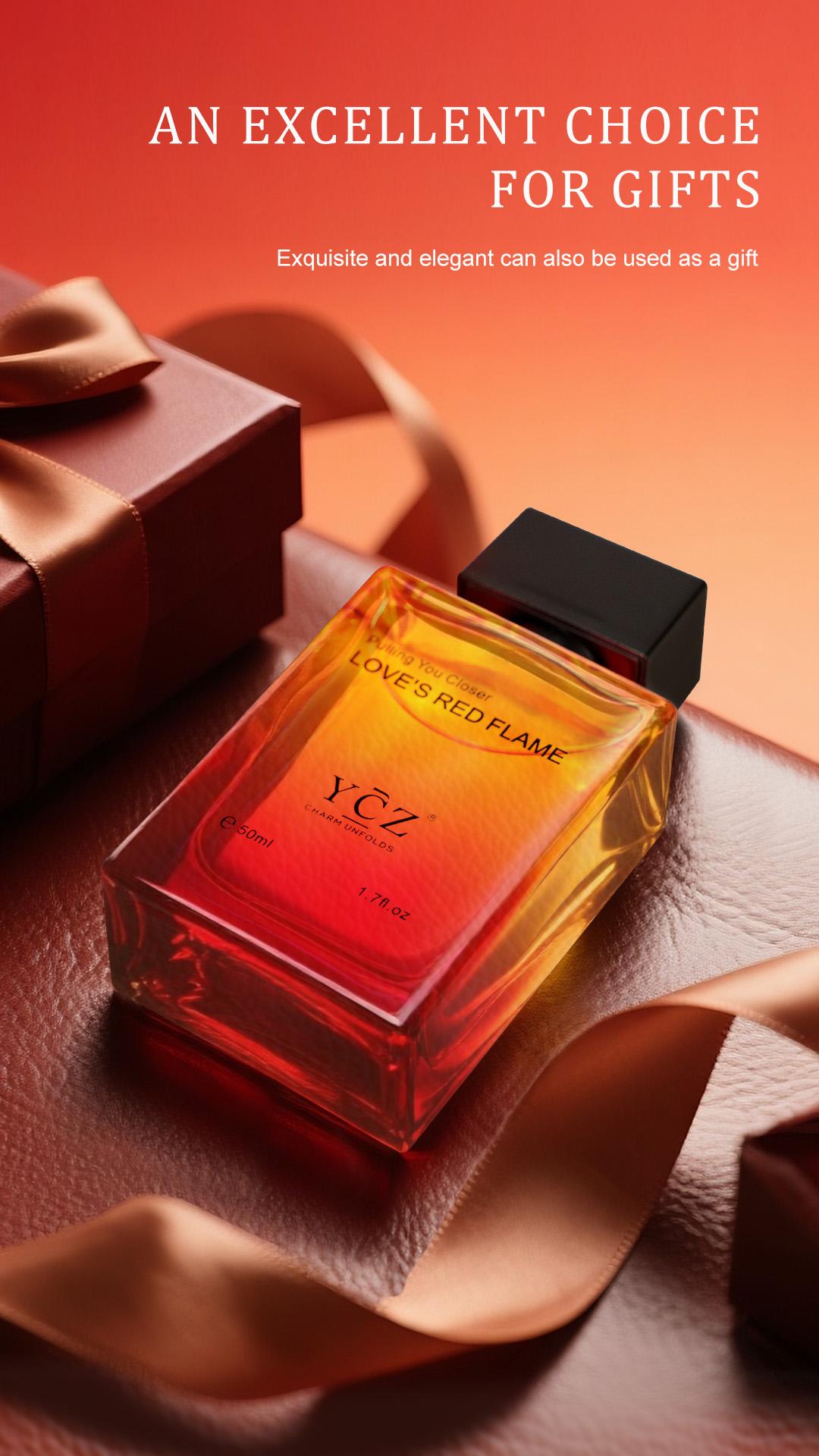 YCZ Love's Red Flame Men's Perfume Spicy Woody & Fruity EDP with Bergamot Rose & Patchouli 50ml High Quality Fragrance for Bold Scent Aromatic Amberwood