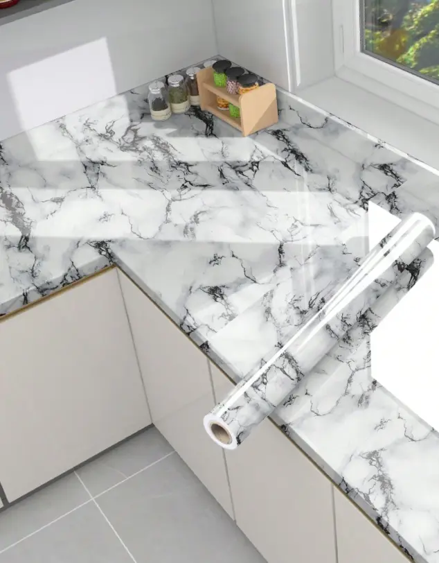 Marble PVC Kitchen Wallpaper Self Adhesive Waterproof Removable Wall Sticker