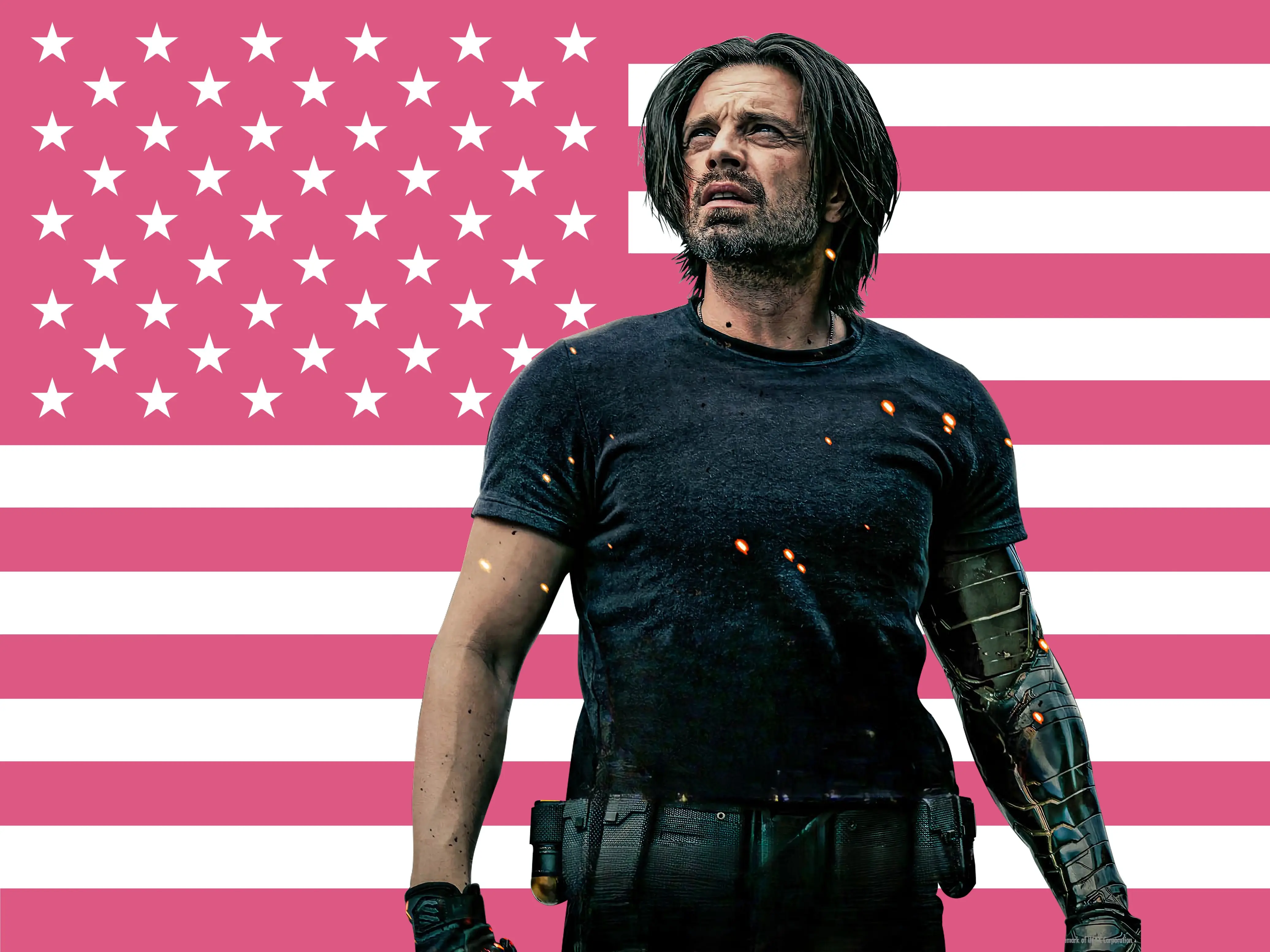 Sebastian Stan Flag Bucky Barnes Pink America Flag 3x5 FT I Love USA tapestry Flags Funny Gift Wall Decor Bedroom Living Room Dorm