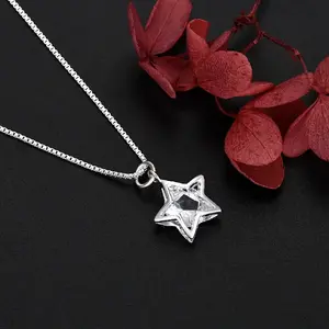 New korean fashion 925 Sterling Silver Color pretty Shining Crystal Star necklace for Women Party Wedding accessories Jewelry gifts