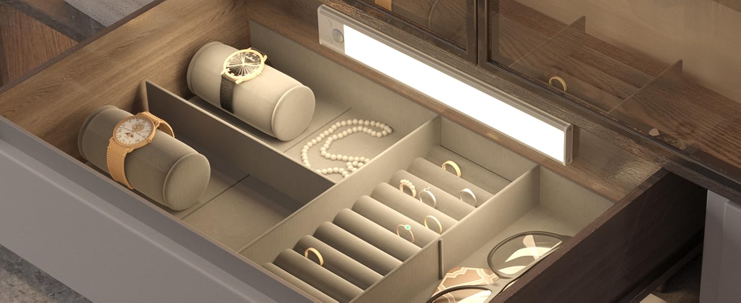 Under Cabinet Lighting 2/4 Pack, 50 LED USB Rechargeable Closet Lights of 11.81in, 2200mAh Battery Operated Motion Sensor Light Indoor, 50-150LM, 3 Color Temps Dimmable for Kitchen Stairs Wardrobe