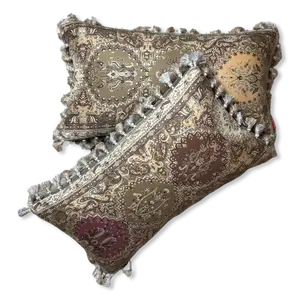 Tan Paisley Vintage Wool & Silk Scarf Pillows