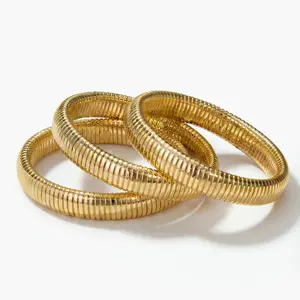 FIASCO Riviera Coil Snake Bangle Gold & Silver Waterproof Stretch Bangle Stainless Steel Hypoallergenic Everyday Wear