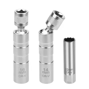 3Pcs 14mm&16mm Spark Plug Socket Kit Set - Thin Wall Magnetic Spark Plug Socket Set,3/8" Drive 12 Point Standard, Spark Plug Sockets Removal Tool for Car