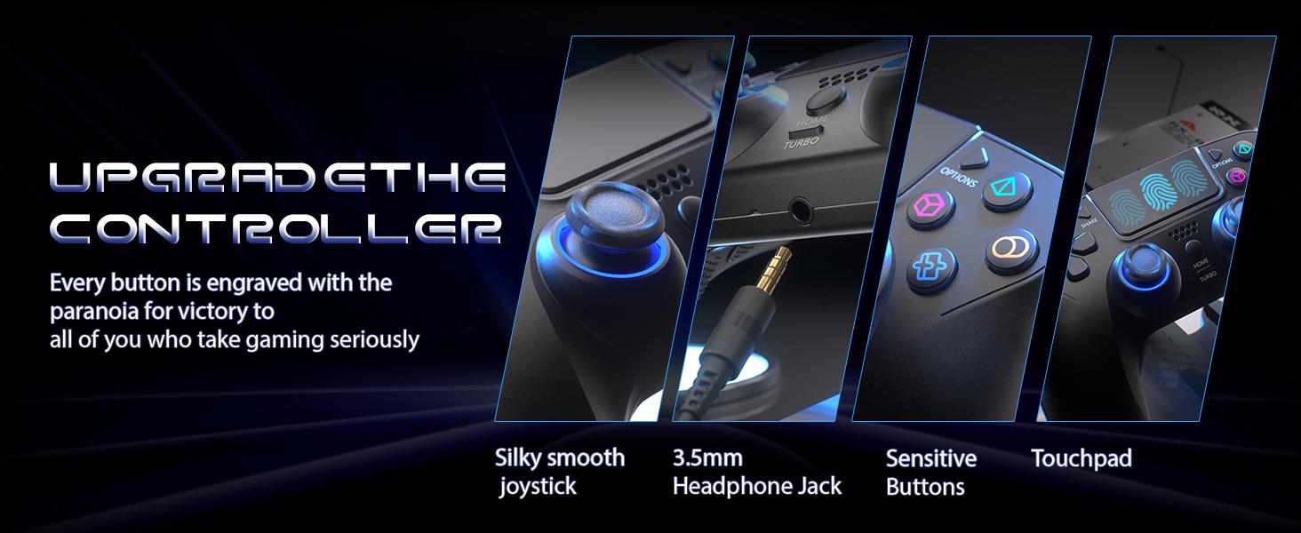 YUYIU PS5 Wireless Pro Controller With 3.5mm Audio Jack, Bluetooth5.0,Touch Pad, Six Axis Motion Control, Charging Cable game stick