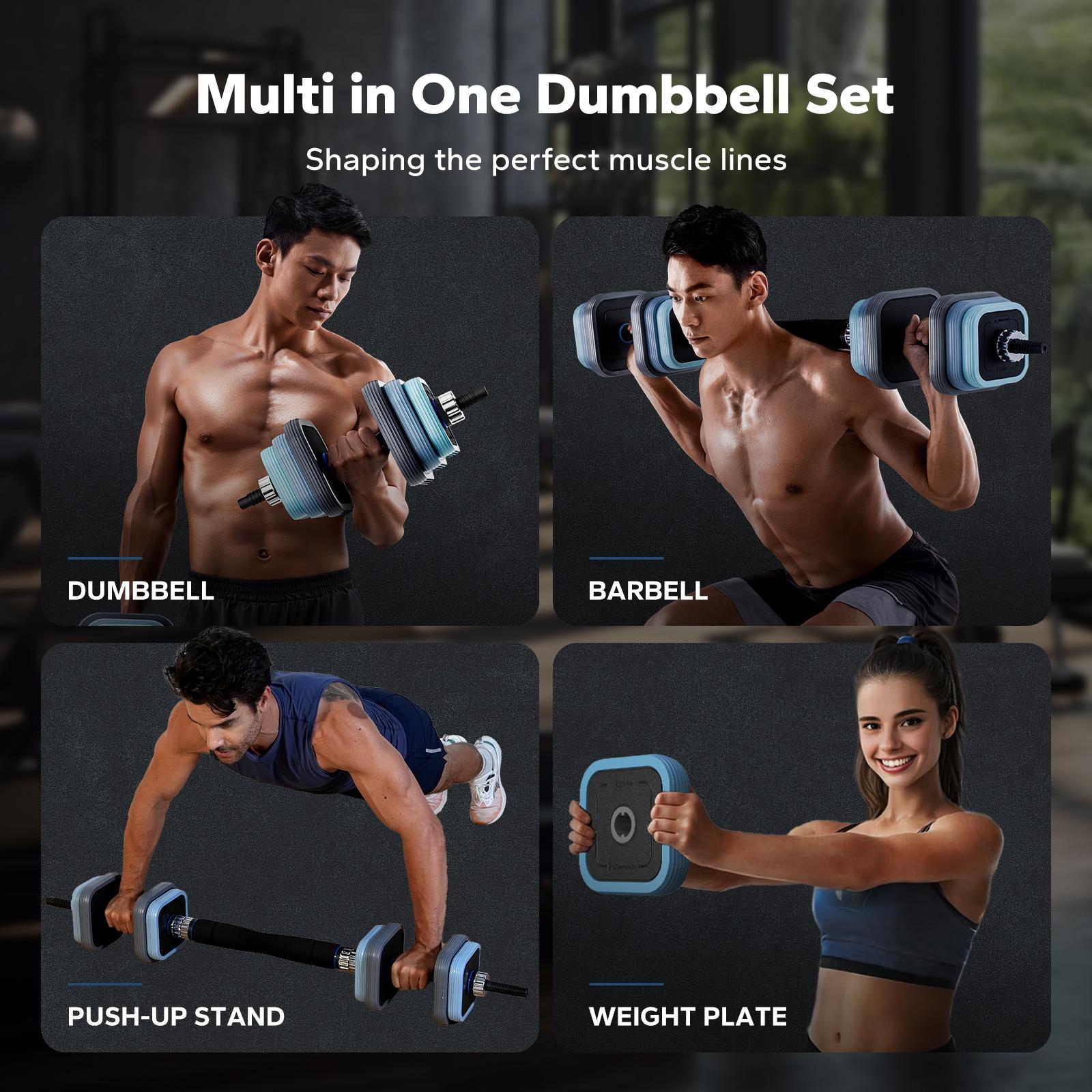 Merach 2-in-1 Dumbbell and Barbell Set 10KG-40KG Adjustable Weight Anti-Slip Handle Dual Safety Locks Home Gym Strength Training Equipment